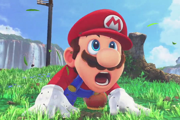 Mario com uma expressão chocada.