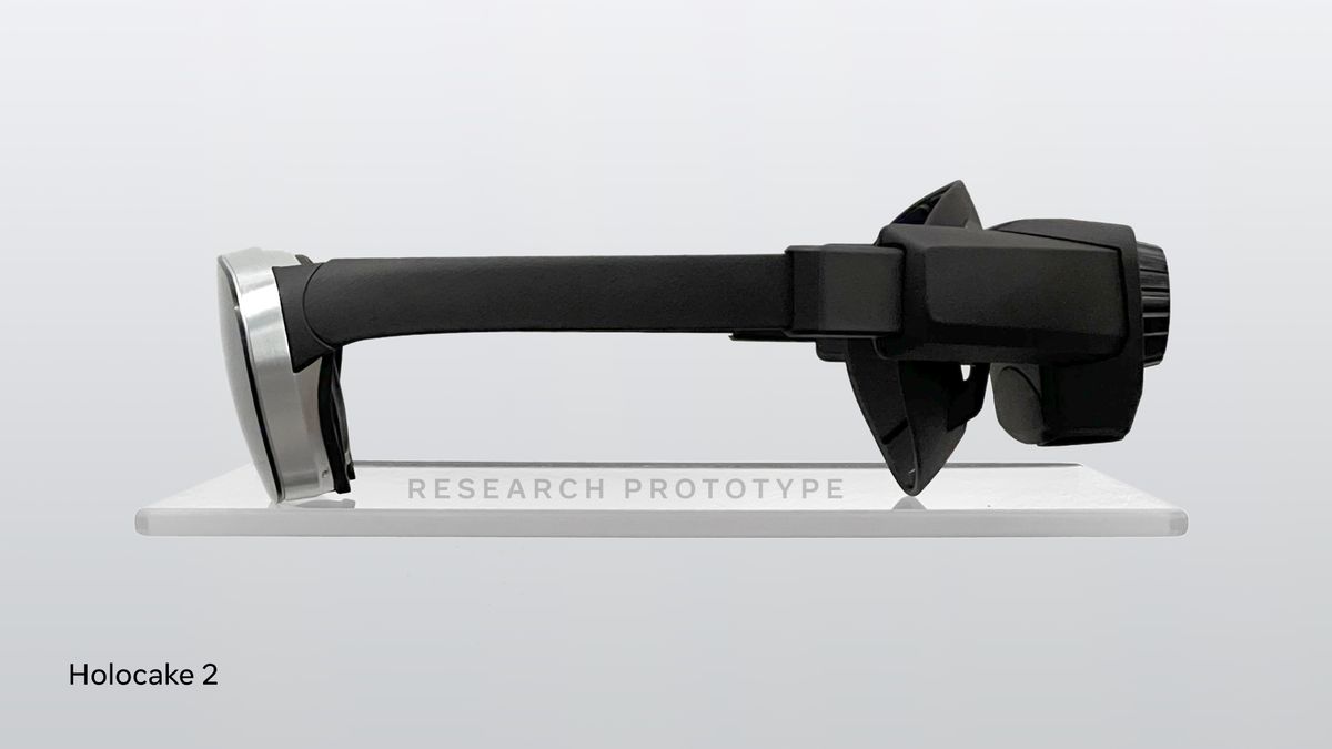Protótipo de headset VR fino com visualização lateral