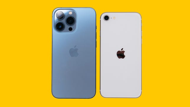 iphone 13 pro e iphone se em fundo amarelo