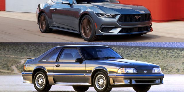 O Mustang V-8 2024 compartilha seu deslocamento de 5,0 litros com o Fox Body.