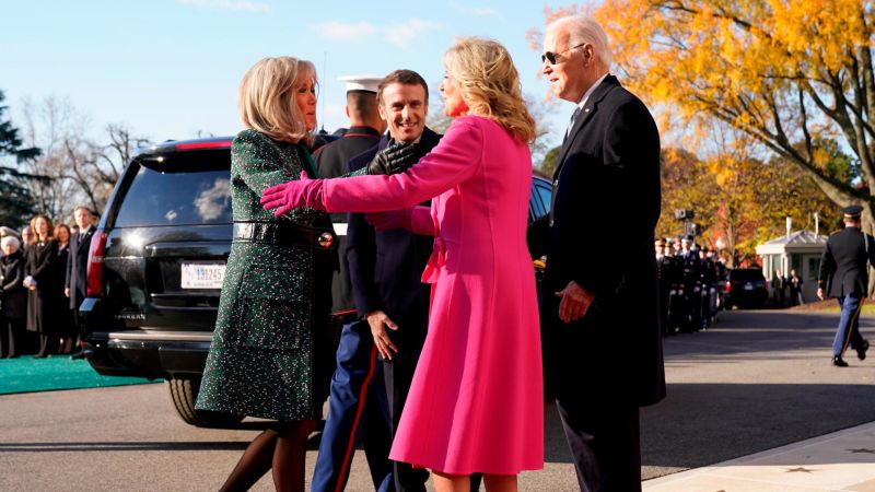 Macron chega à Casa Branca na primeira visita de estado do governo Biden