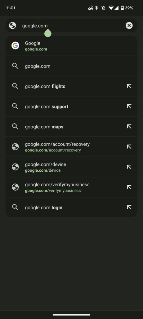 Caixa geral do Android Chrome redesenhada